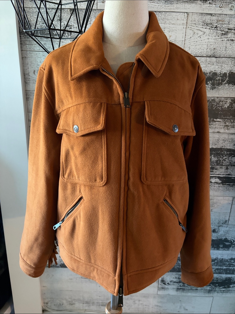 We Are Free Brand Rust Brown Zip-Front Jacket